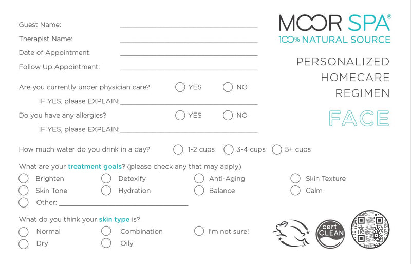 Moor Spa Consultation Card - Face